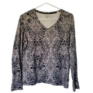 Croft & Barrow Women's Classic Tee Medium Pullover Black White